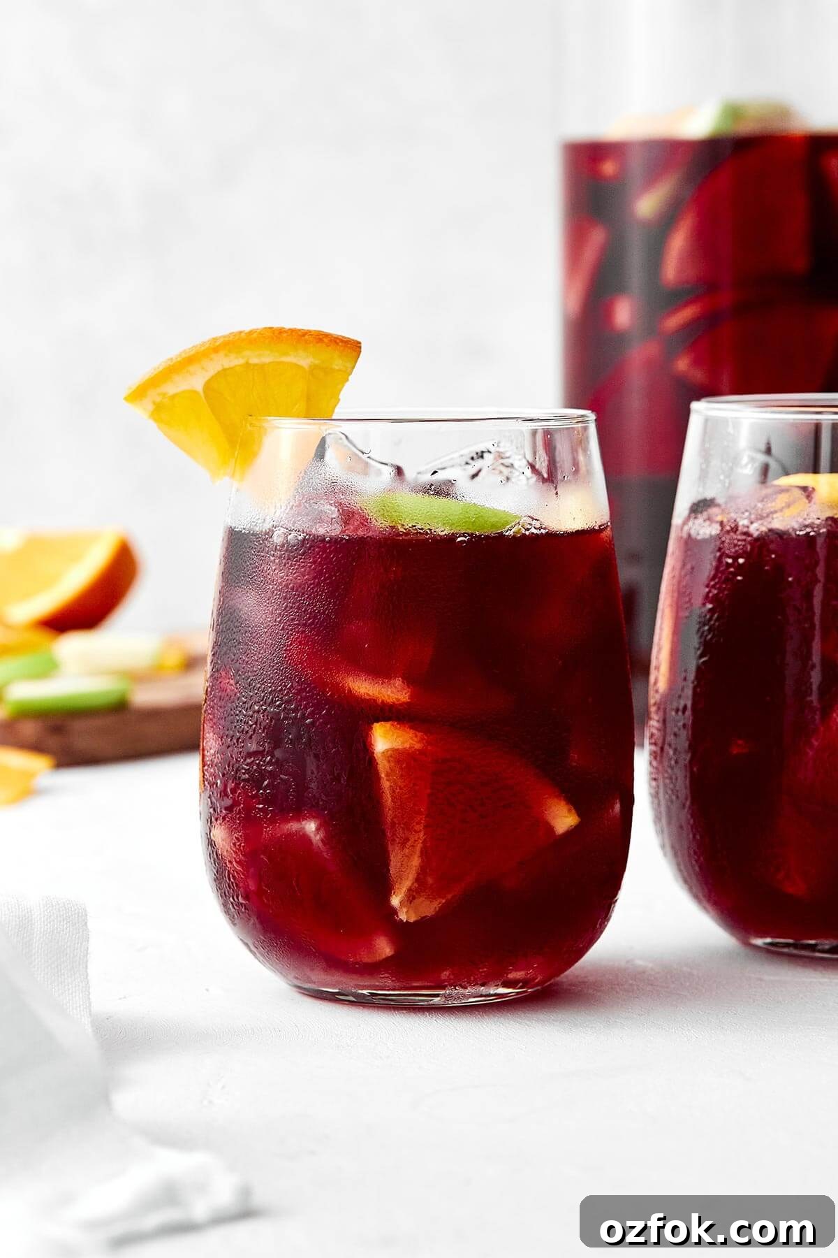 A glass of red sangria.