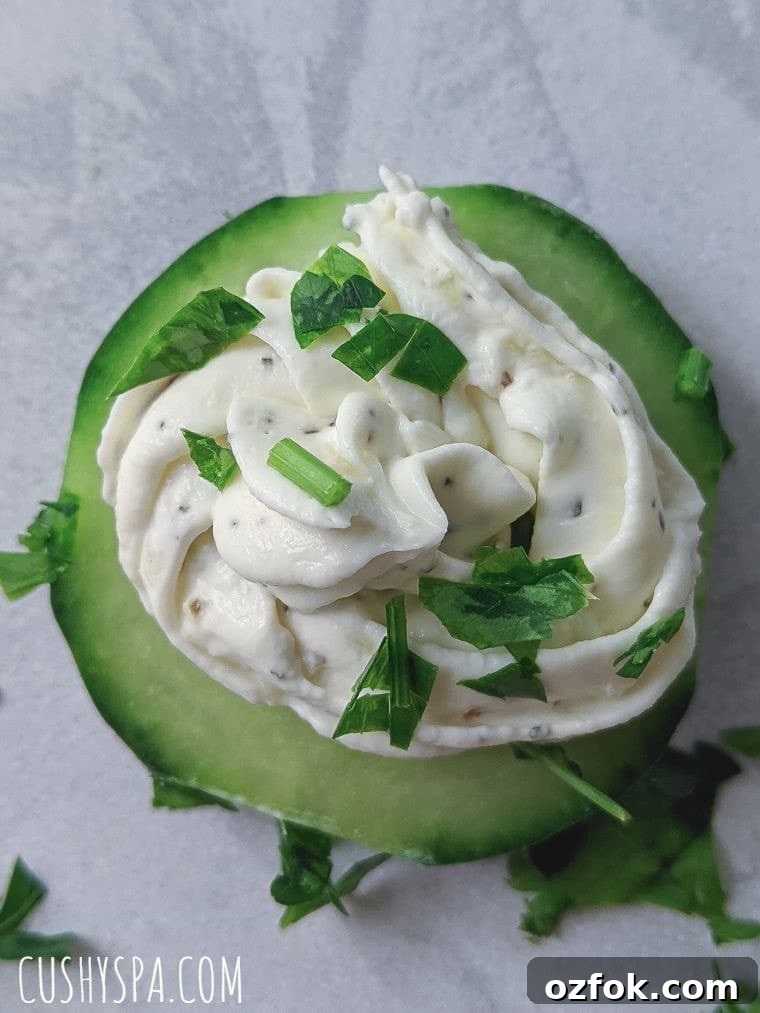 Keto Garlic Cheese Cucumber Bites: Low-Carb Appetizers 4 keto cucumber slice