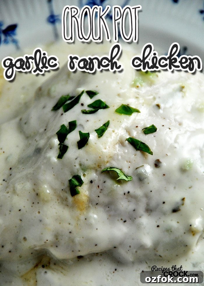 Slow-Cooker Garlic Ranch Chicken Recipe for Dinner 3 This Crock Pot Garlic Ranch Chicken is a super simple, 3-ingredient recipe that had my entire family asking for more! It is the perfect no-fuss recipe!