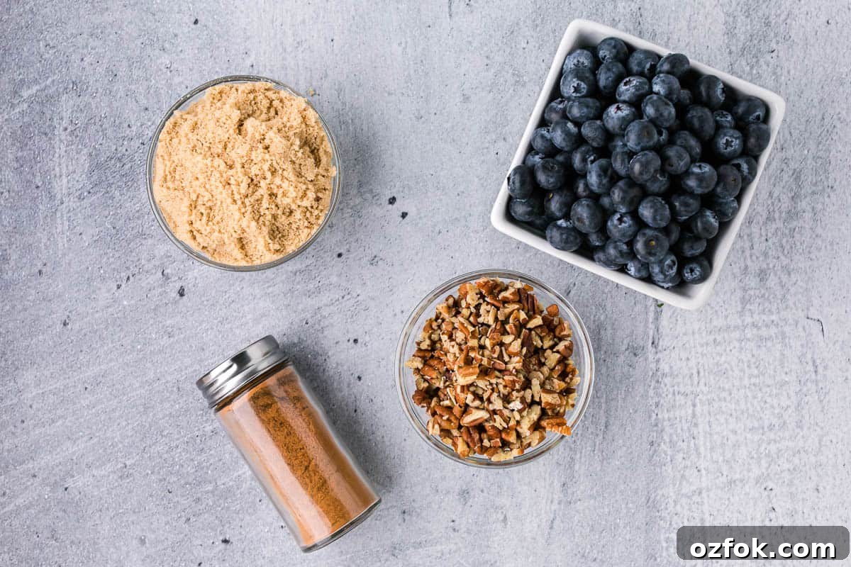 filling ingredients for blueberry coffee cake recipe.