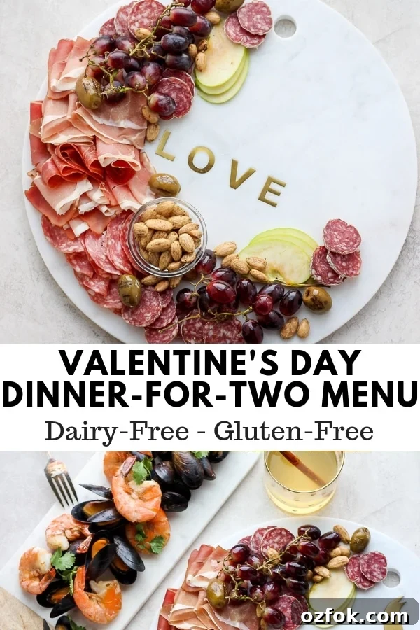 Valentine's Dinner for Two Pinterest image for a valentine's dinner for two.