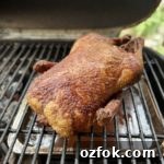 roast duck on the grill with crispy skin