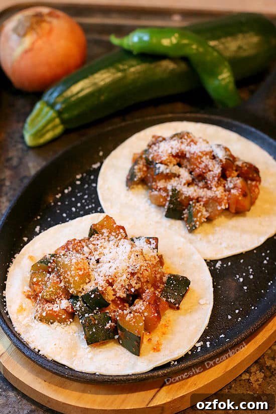 Rajas con Crema Quesadillas — Mexican Poblano Pepper and Cream Quesadillas 5 Spicy Zucchini Tacos
