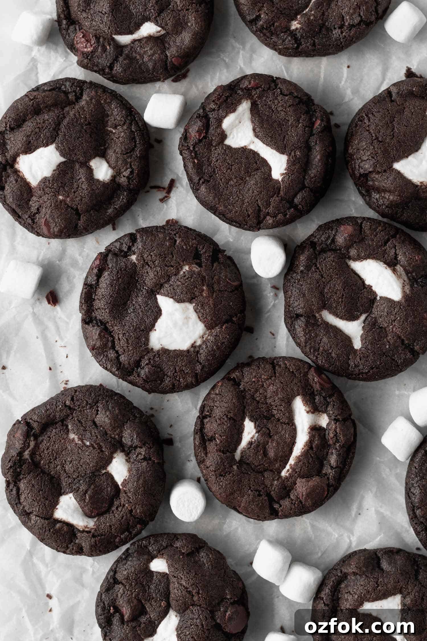 Gluten-Free Chocolate Cookies Stuffed with Gooey Marshmallows 4 Gluten free double chocolate cookies with marshmallows