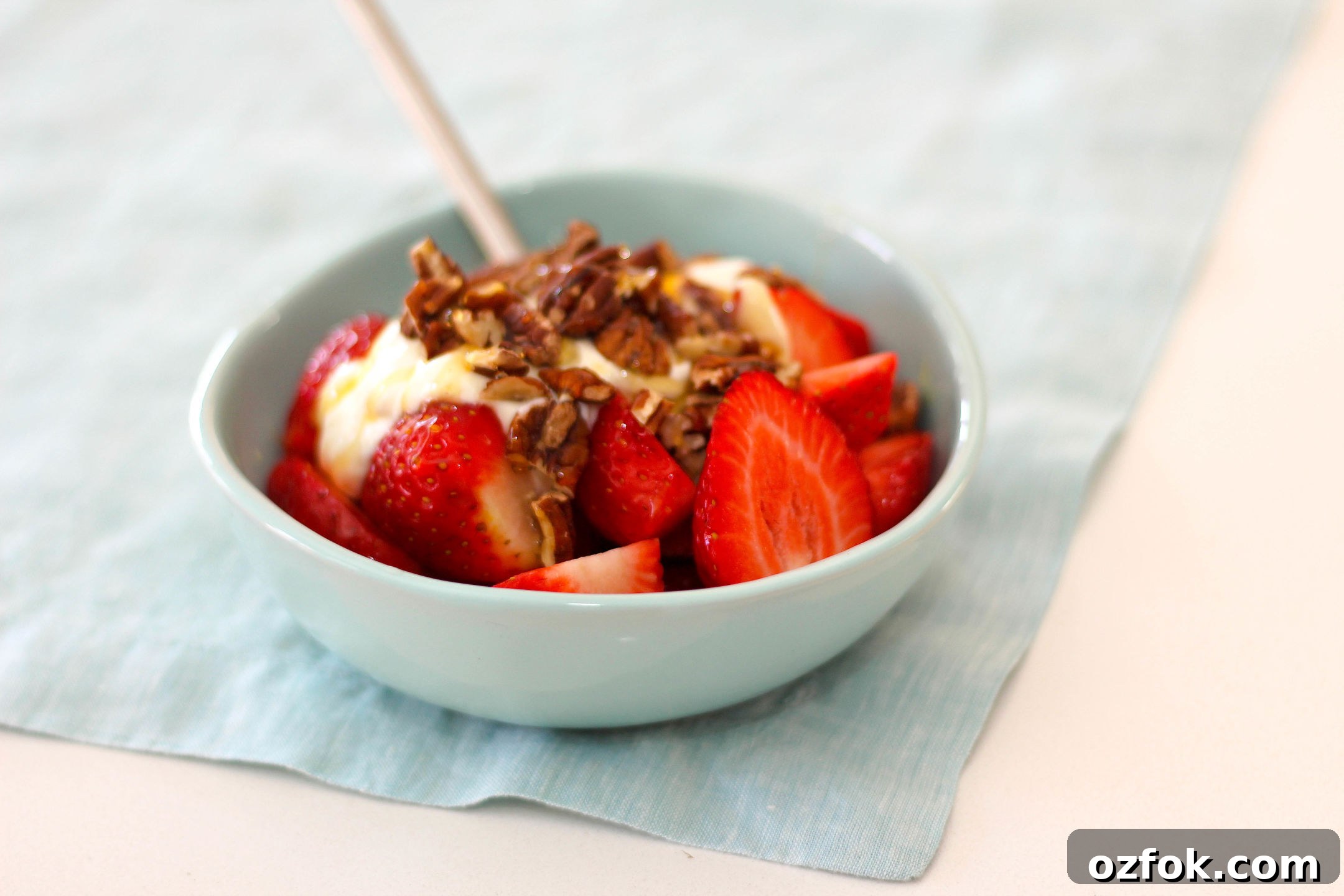 Cinnamon-Spiced Greek Yogurt with Organic Strawberries Recipe 2 Organic Strawberries with Greek Yoghurt, Honey, Pecans Gluten Free 2-2