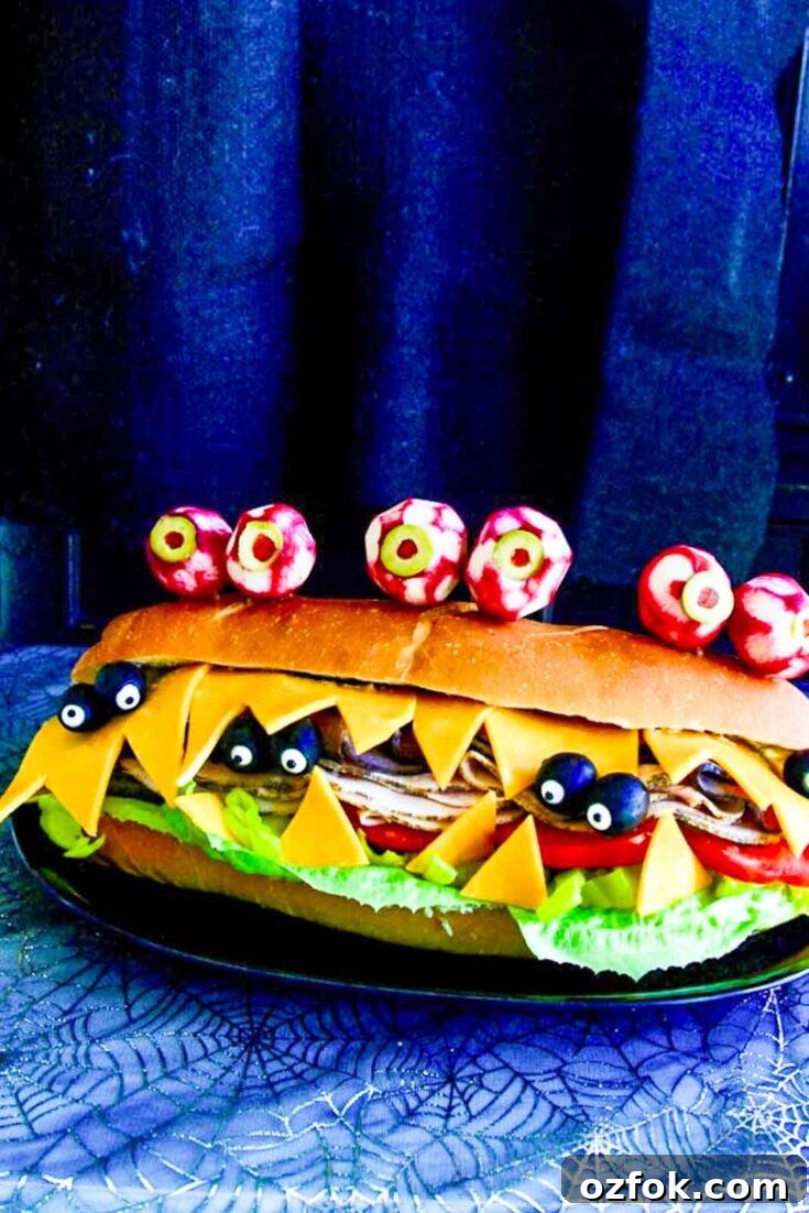 Halloween Food: Sub Sandwich With Edible Eyeballs!