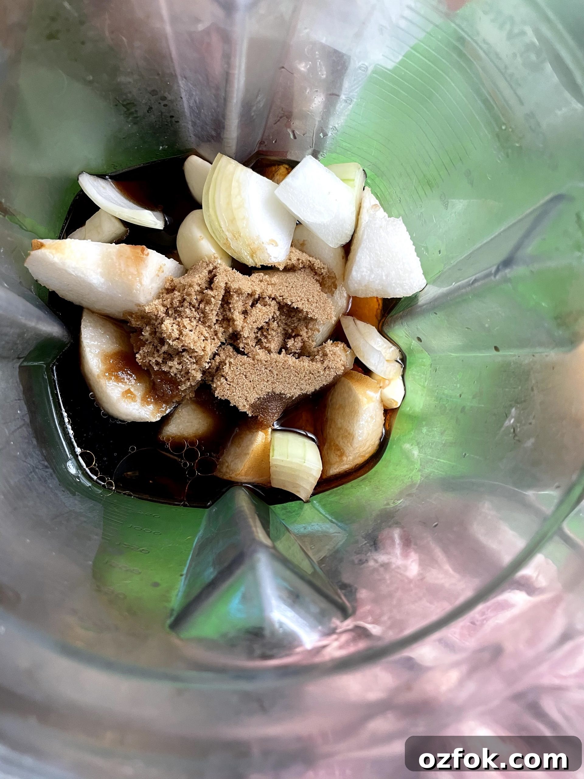 Blend all the marinade ingredients for galbi Blend all the marinade ingredients for galbi