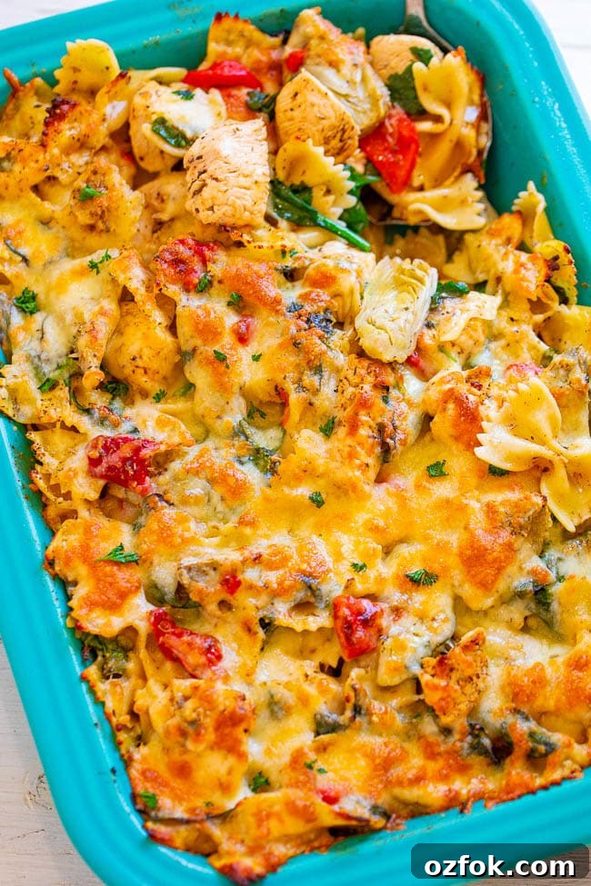 Cheesy Ravioli Lasagna Recipe: Layered Baked Pasta with Marinara 18 Cheesy chicken artichoke pasta bake.