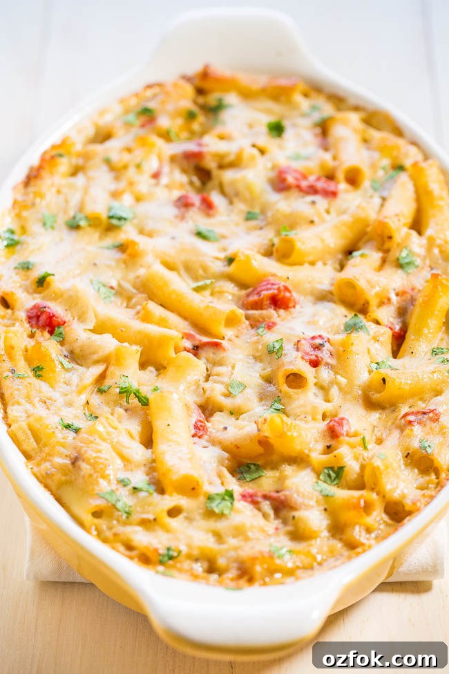 Cheesy Ravioli Lasagna Recipe: Layered Baked Pasta with Marinara 20 An oval baking dish of three cheese baked ziti.
