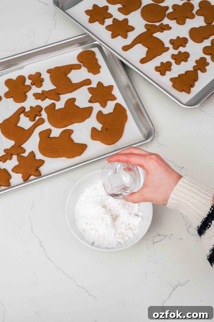 Water is added to a bowl of powdered sugar.