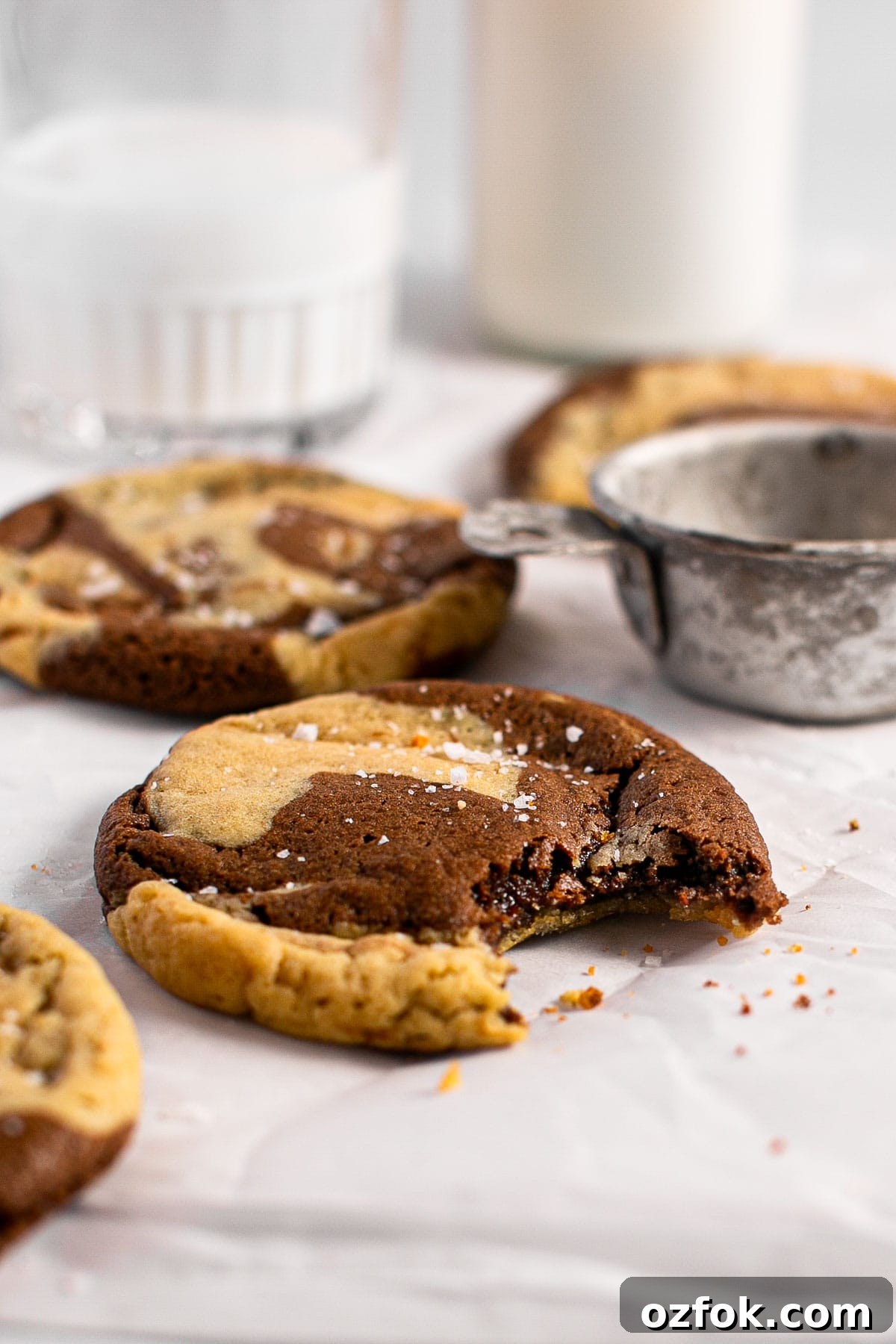 Decadent Chocolate Marble Cookies Recipe for Homemade Treats 13 Cookies on parchment