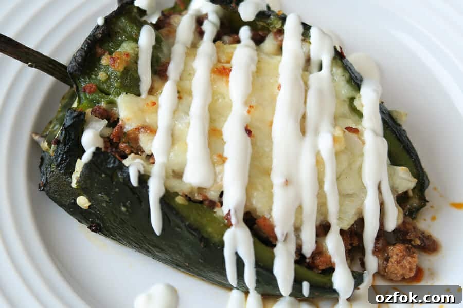 How to Make Mexican Crema with Greek Yogurt: Simple Substitute 7 baked Chile Rellenos topped with homemade healthy mexican crema substitute