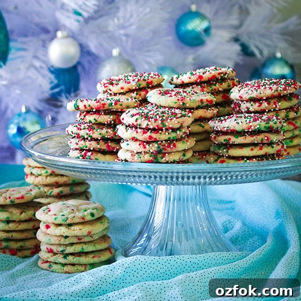Christmas Funfetti Cookies Recipe: Festive Sprinkle Sugar Cookies 3 A plate of Christmas Funfetti Cookies.