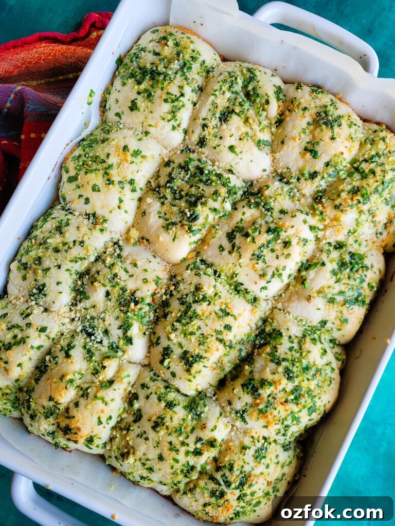30-Min Garlic Parmesan Dinner Rolls Recipe 6 pan of warm homemade garlic parmesan rolls ready to serve