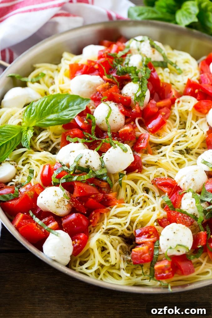 Caprese Pasta Recipe | Easy Pasta Recipe | Fresh Tomato Pasta | Caprese Recipe Caprese pasta with fresh diced tomatoes, mozzarella balls and thinly sliced basil.