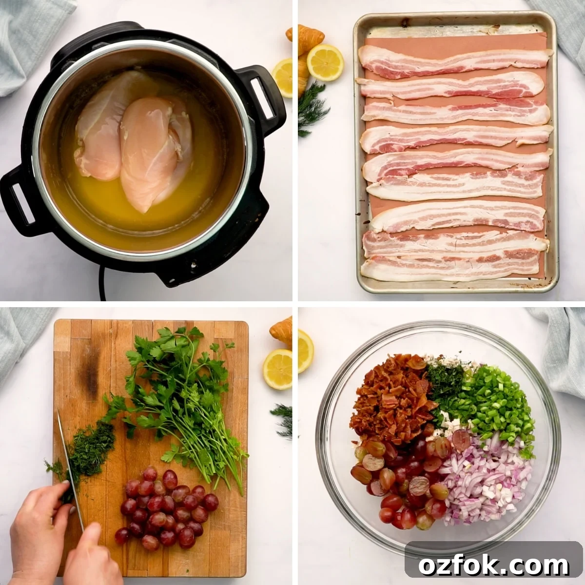 Instant Pot Chicken Salad with Bacon + How-To Video 3 steps to make instapot chicken salad with bacon