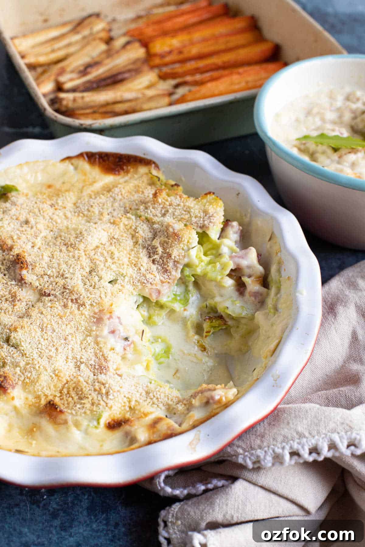 Creamy Southern-Style Cabbage Recipe for Weeknight Dinners 5 Easy creamed cabbage served as part of a roast dinner.