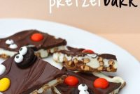 Pretzel Bark with Spooky Candy Eyes for Halloween