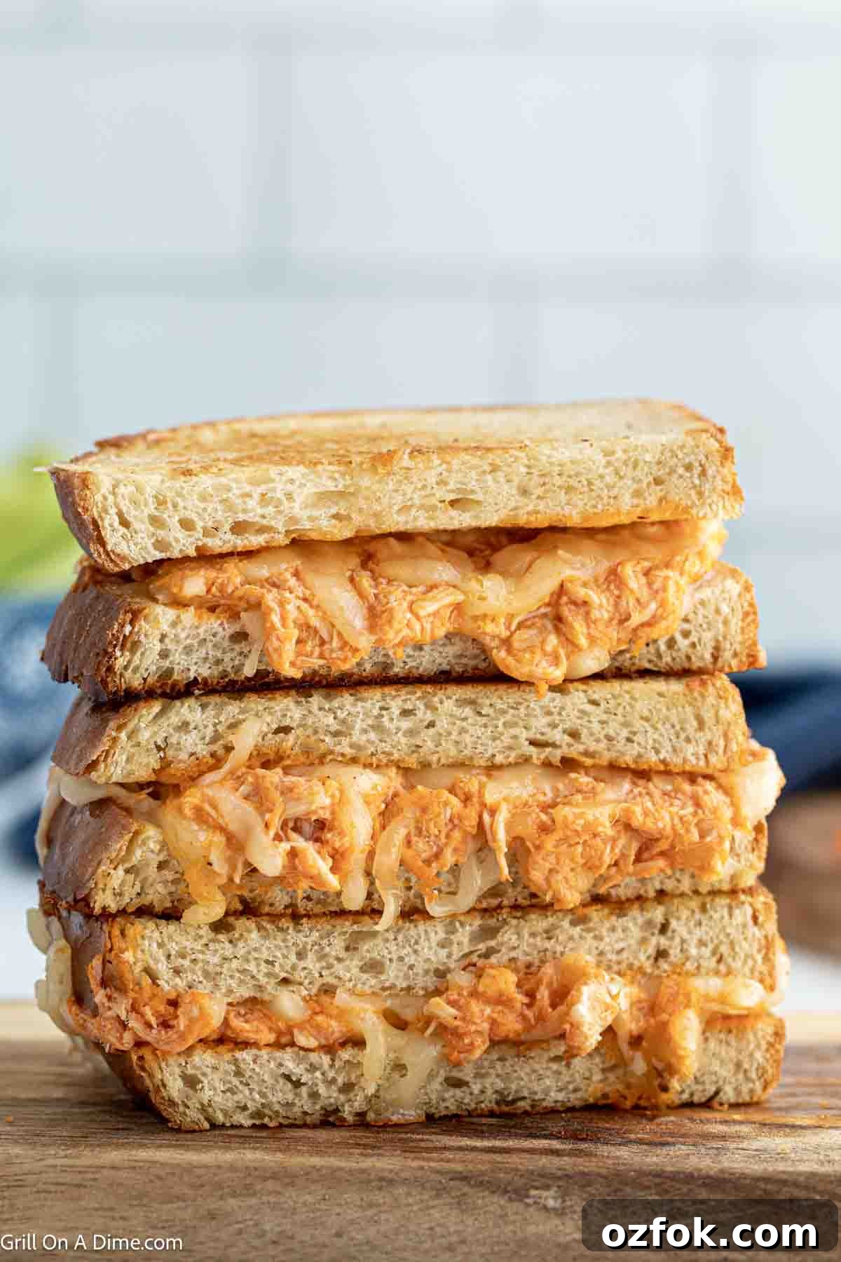 Buffalo Chicken Grilled Cheese stacked
