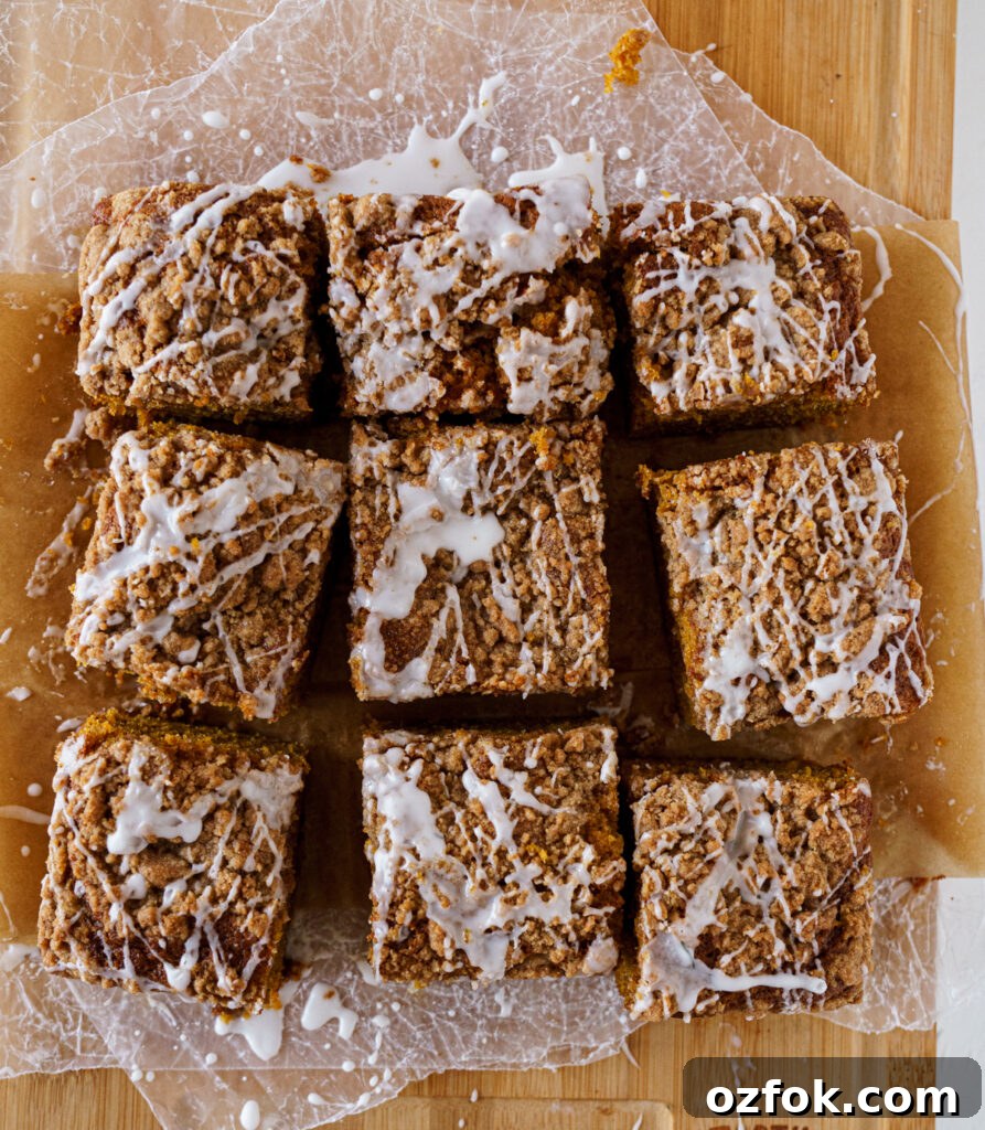 Pumpkin coffee cake close-up