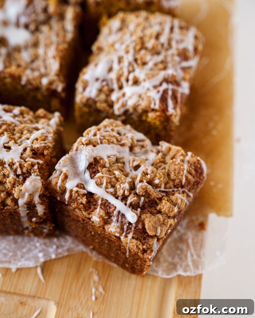 Sliced pumpkin coffee cake
