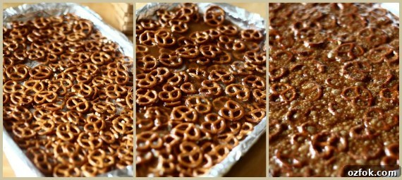 Pretzel bark collage