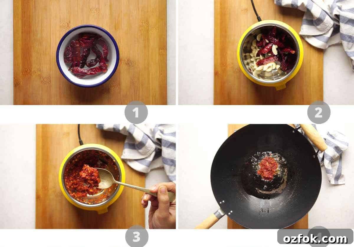 Step by step picture collage showing how to make chilli garlic fried rice