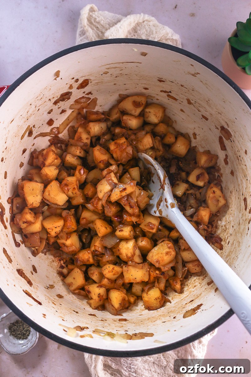 a process shot of how to make parsnip soup