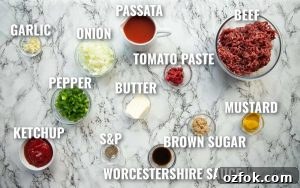 sloppy joes ingredients with text labels