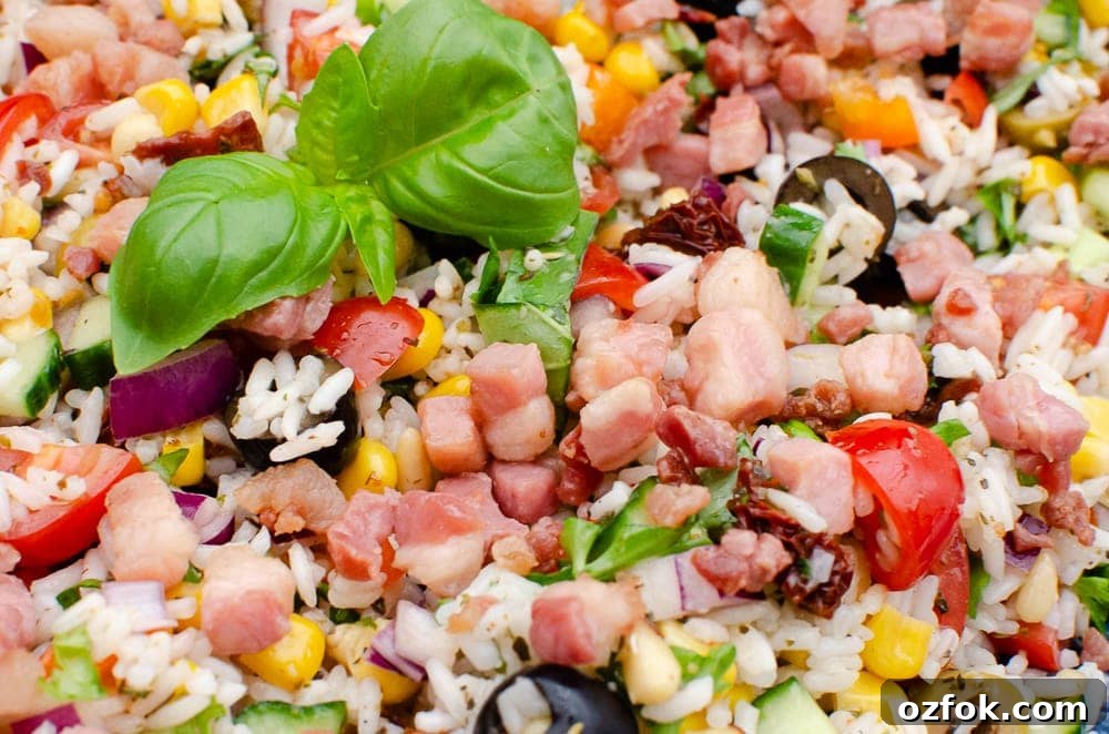 Pancetta served on top of our Italian rice salad
