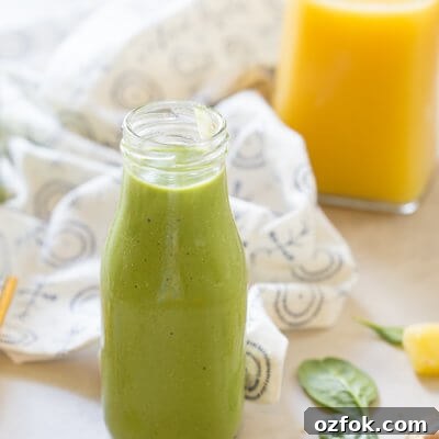 Broccoli, cauliflower, spinach, oh my! All the veg blended into this Green Power Smoothie and you can’t even taste it thanks to OJ and peanut butter! This is a kid favorite!
