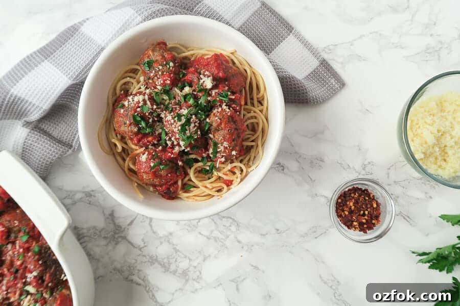 spaghetti and meatballs with marinara